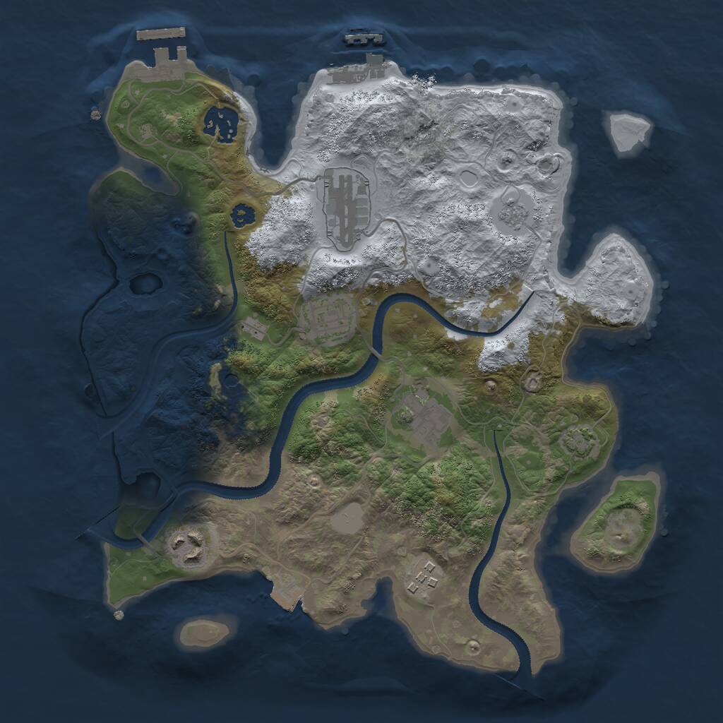 Rust Map: Procedural Map, Size: 3000, Seed: 54386, 12 Monuments