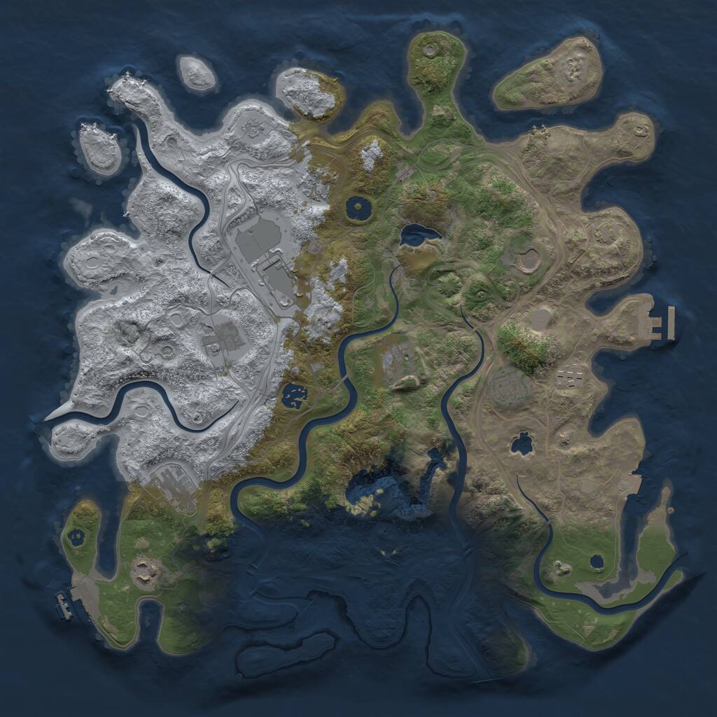 Rust Map: Procedural Map, Size: 4250, Seed: 597745591, 16 Monuments