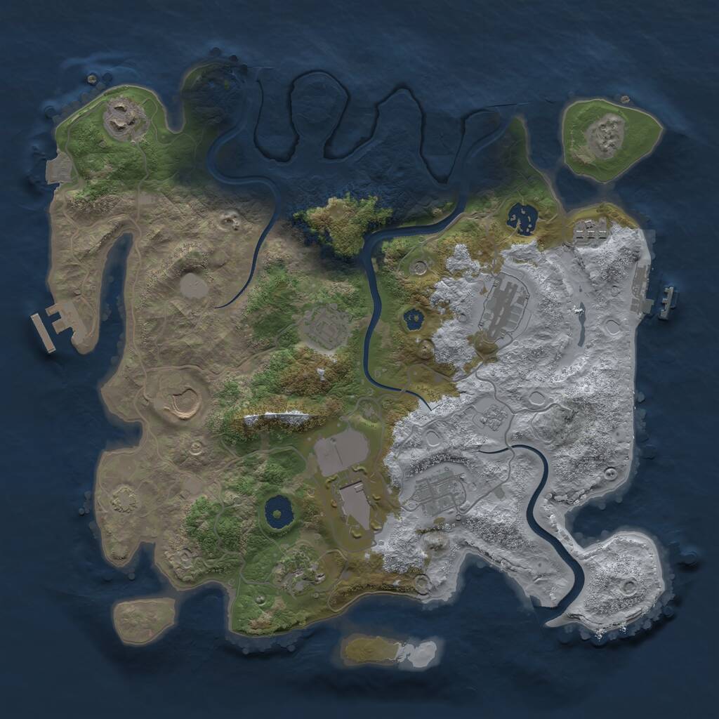 Rust Map: Procedural Map, Size: 3500, Seed: 829905063, 15 Monuments