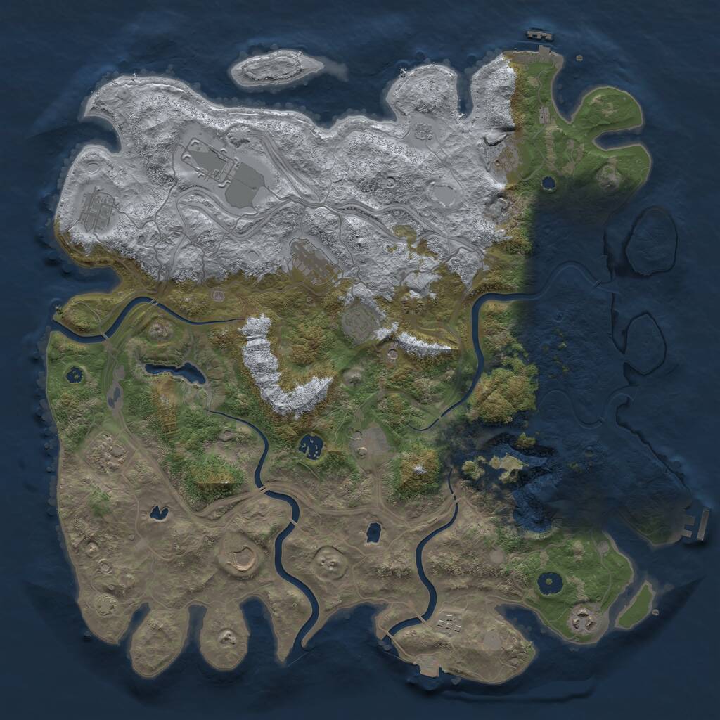 Rust Map: Procedural Map, Size: 4500, Seed: 1877156059, 17 Monuments