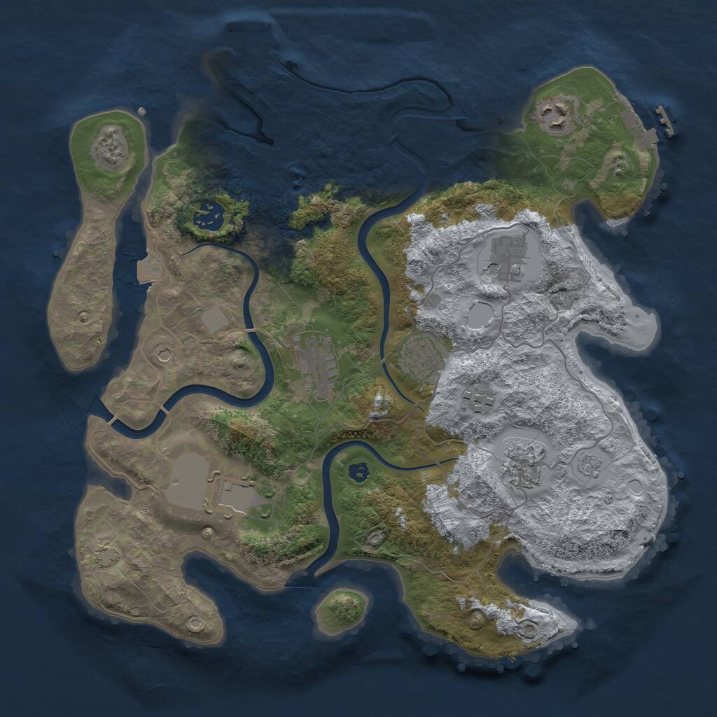 Rust Map: Procedural Map, Size: 3500, Seed: 34009323, 14 Monuments
