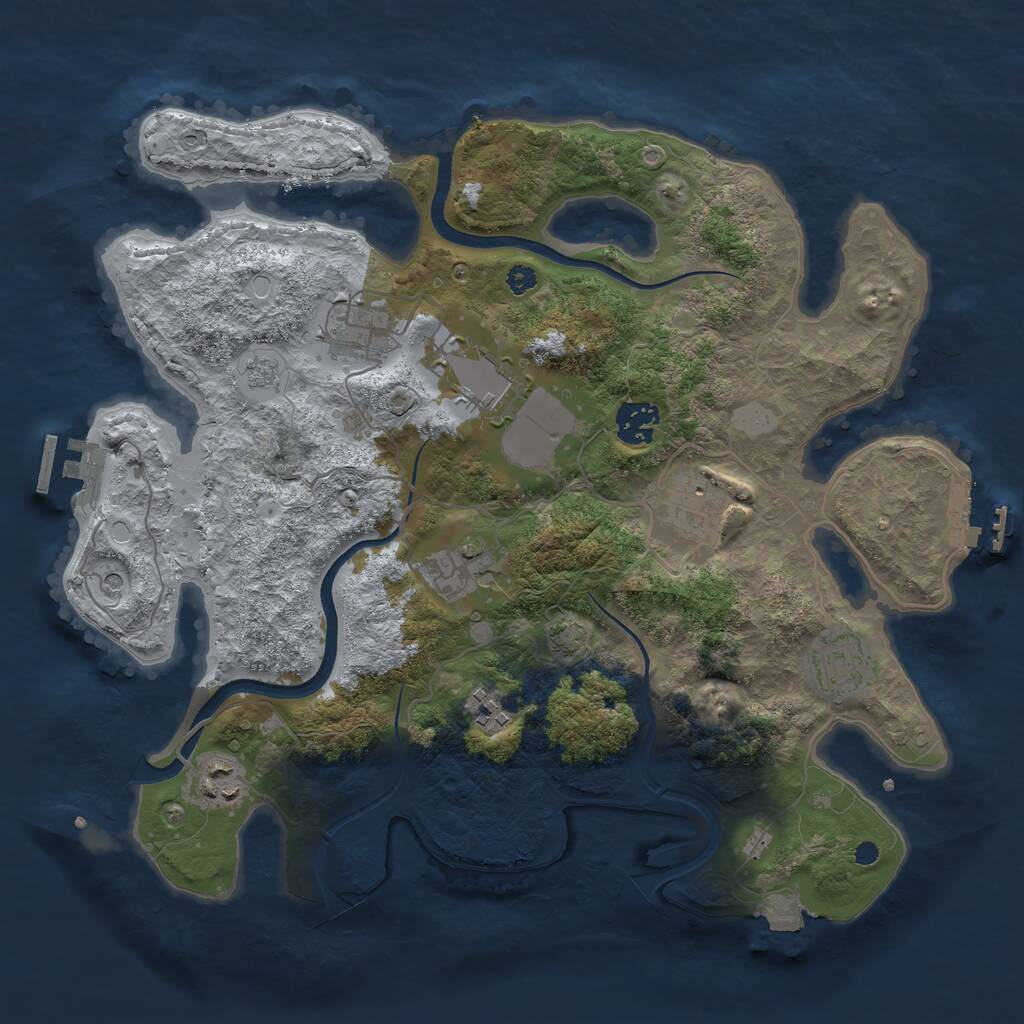 Rust Map: Procedural Map, Size: 3500, Seed: 1964605478, 14 Monuments