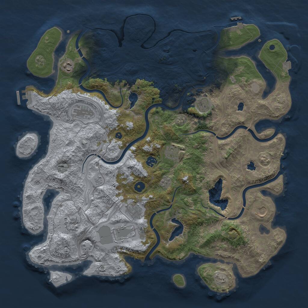 Rust Map: Procedural Map, Size: 4500, Seed: 999024707, 16 Monuments