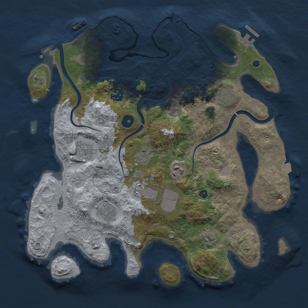 Rust Map: Procedural Map, Size: 3700, Seed: 2083888644, 15 Monuments