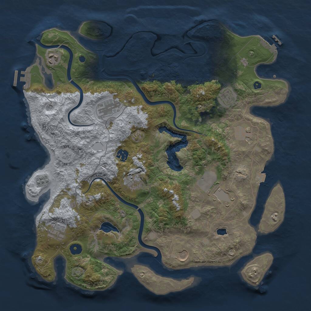 Rust Map: Procedural Map, Size: 4000, Seed: 360268934, 16 Monuments