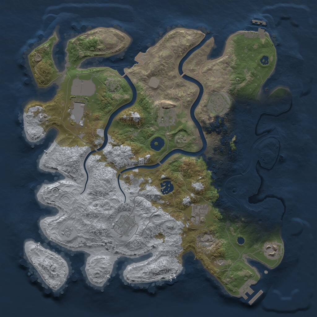 Rust Map: Procedural Map, Size: 3500, Seed: 396055221, 14 Monuments