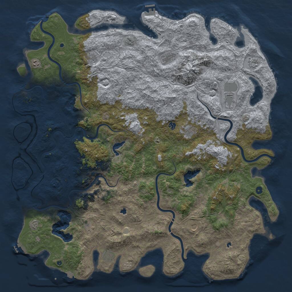 Rust Map: Procedural Map, Size: 6000, Seed: 84715, 17 Monuments