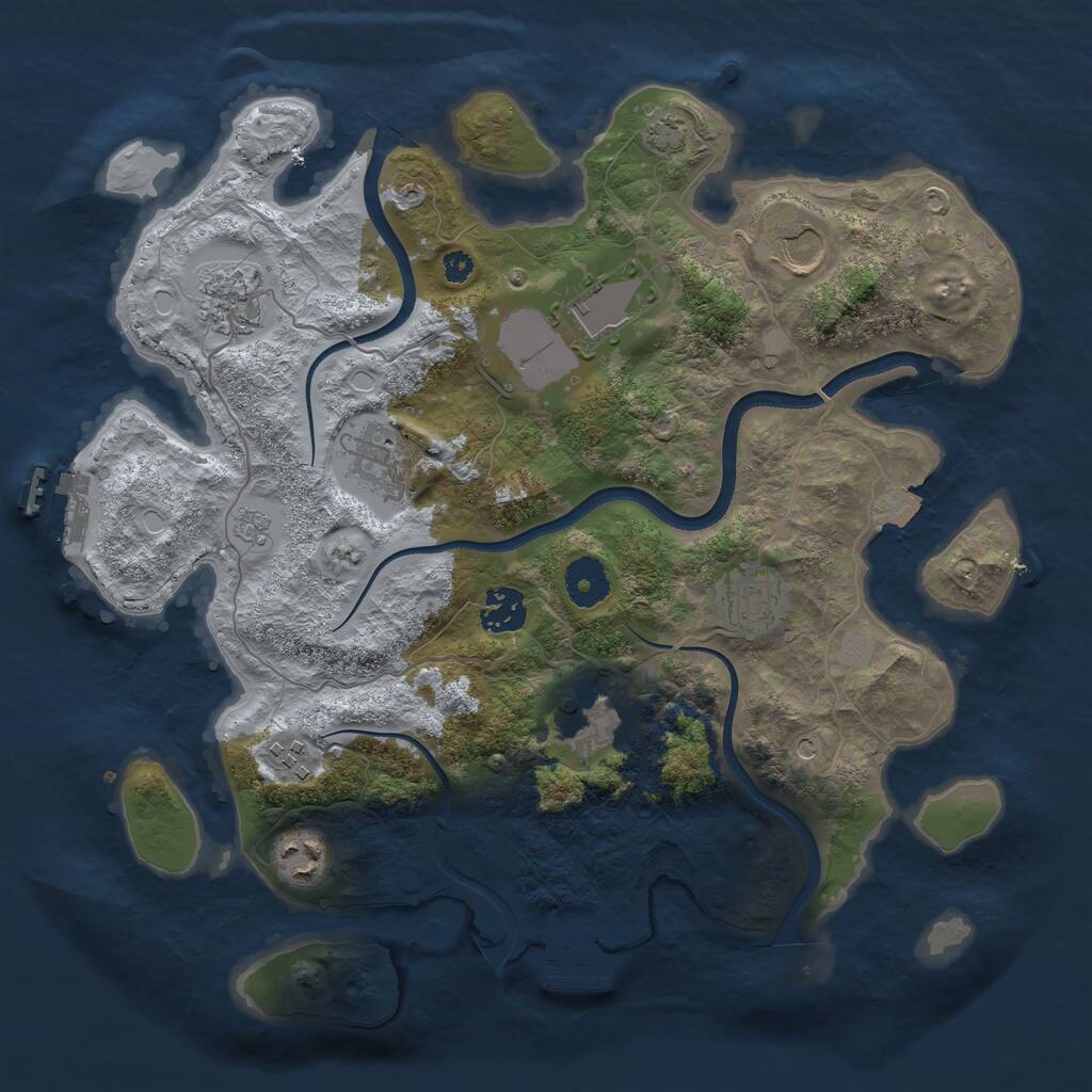 Rust Map: Procedural Map, Size: 3500, Seed: 1125272611, 15 Monuments