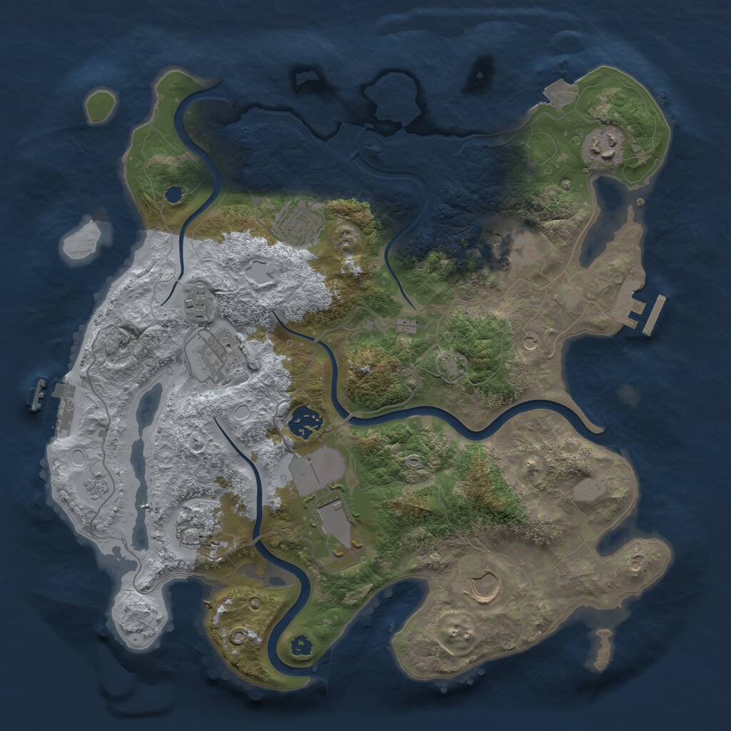 Rust Map: Procedural Map, Size: 3500, Seed: 849066, 15 Monuments