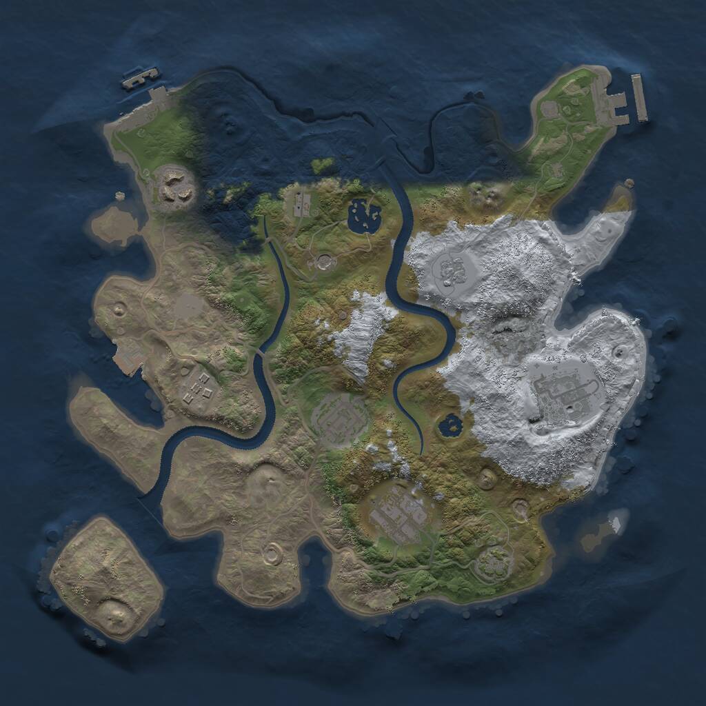 Rust Map: Procedural Map, Size: 3000, Seed: 49124, 12 Monuments