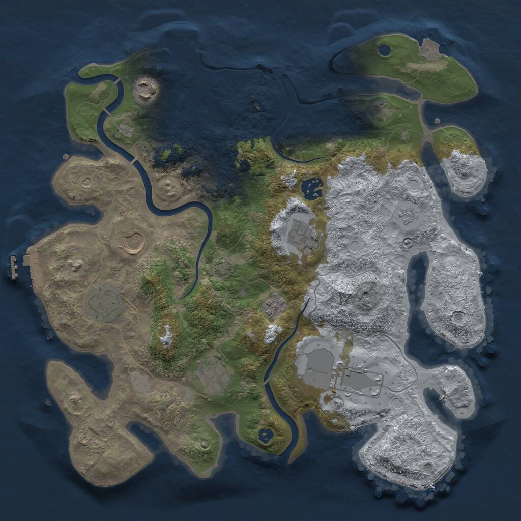 Rust Map: Procedural Map, Size: 3500, Seed: 105195724, 14 Monuments