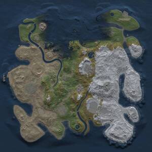 Thumbnail Rust Map: Procedural Map, Size: 3500, Seed: 105195724, 14 Monuments
