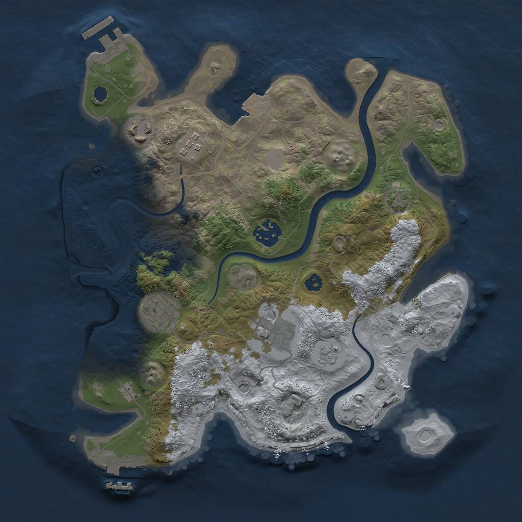 Rust Map: Procedural Map, Size: 3000, Seed: 407864189, 11 Monuments