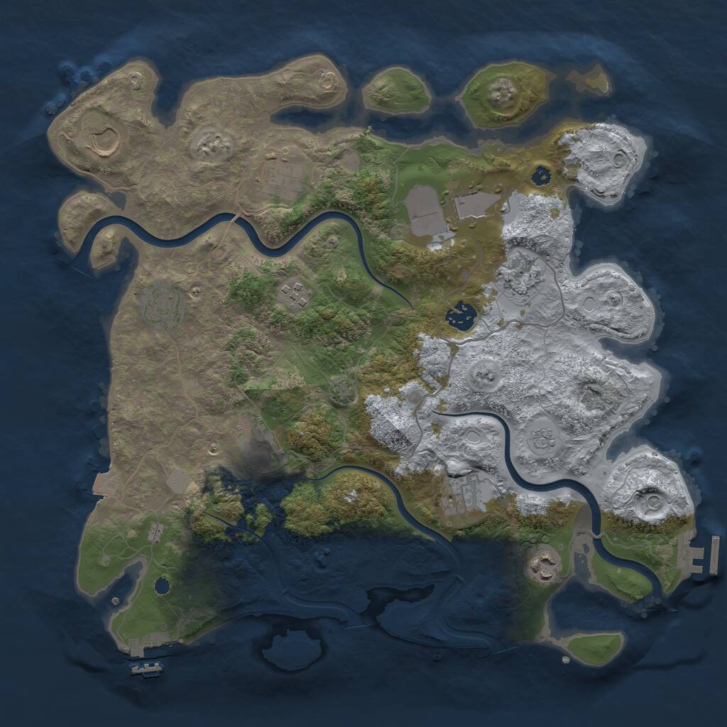 Rust Map: Procedural Map, Size: 3800, Seed: 33096430, 16 Monuments