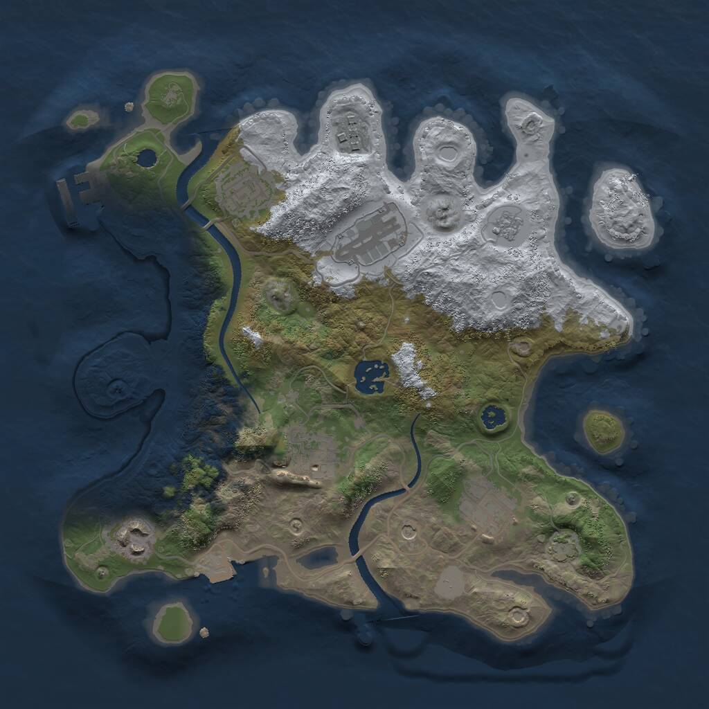 Rust Map: Procedural Map, Size: 3000, Seed: 2126027951, 12 Monuments