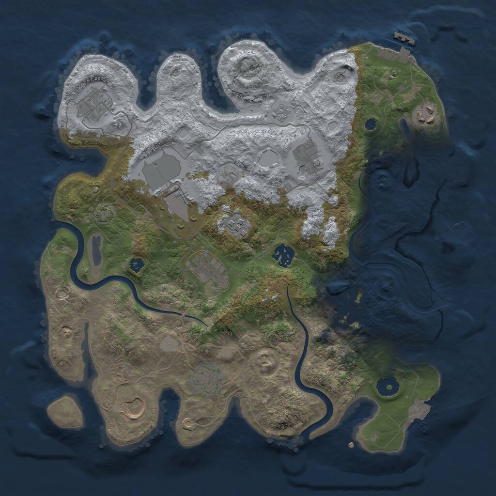 Rust Map: Procedural Map, Size: 3500, Seed: 1514429660, 16 Monuments