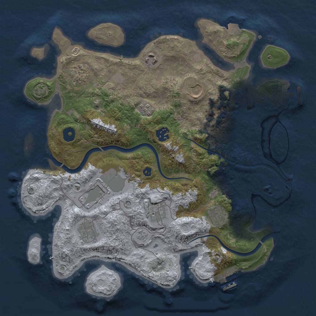 Rust Map: Procedural Map, Size: 3500, Seed: 412138959, 15 Monuments