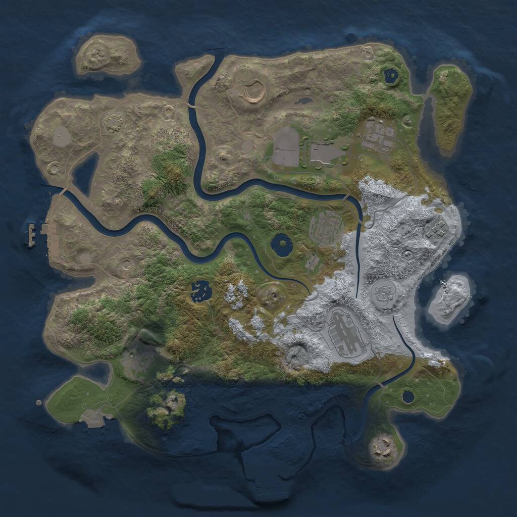 Rust Map: Procedural Map, Size: 3500, Seed: 1714220409, 15 Monuments
