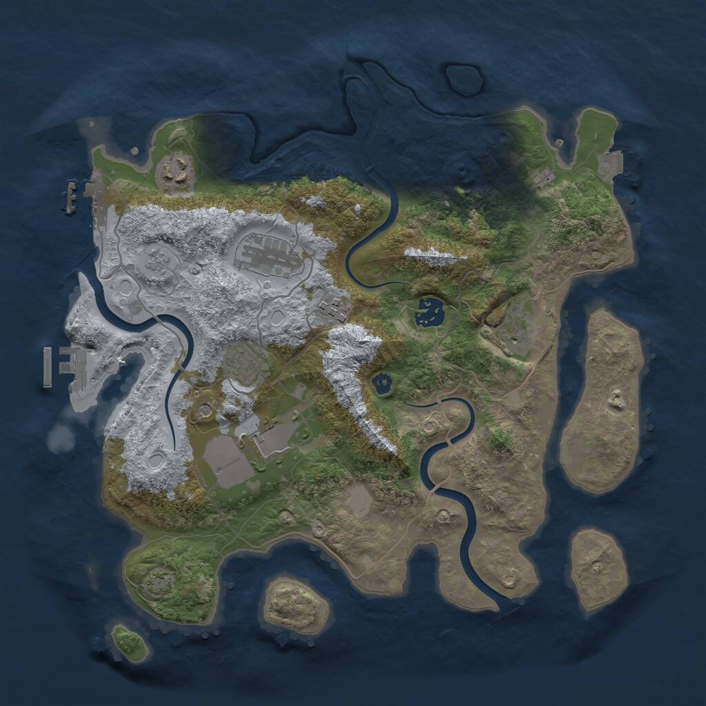 Rust Map: Procedural Map, Size: 3500, Seed: 2374, 13 Monuments