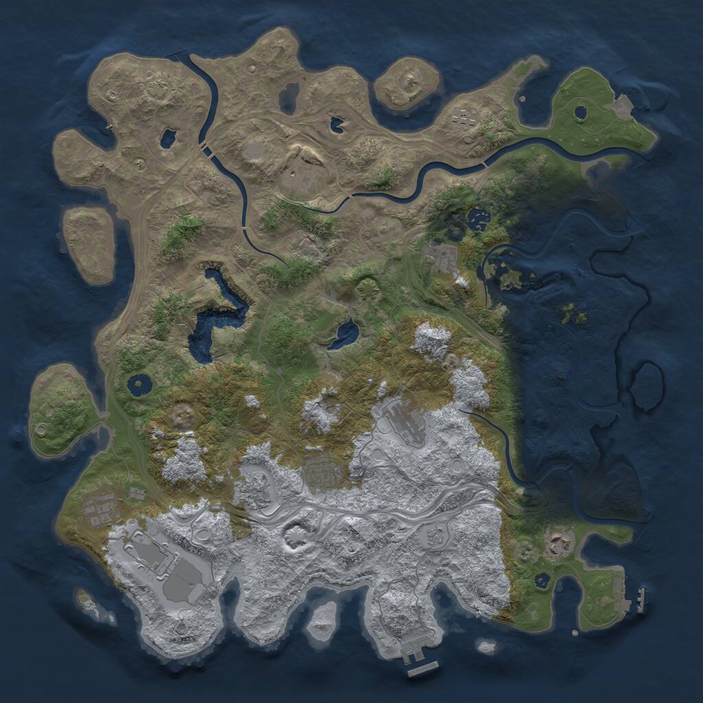 Rust Map: Procedural Map, Size: 4500, Seed: 295031226, 16 Monuments