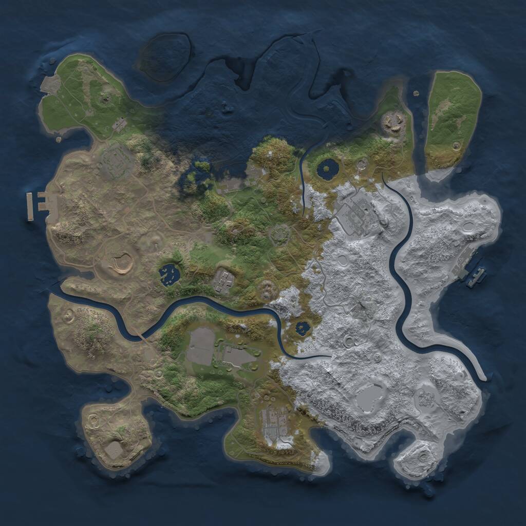 Rust Map: Procedural Map, Size: 3750, Seed: 1403477, 15 Monuments