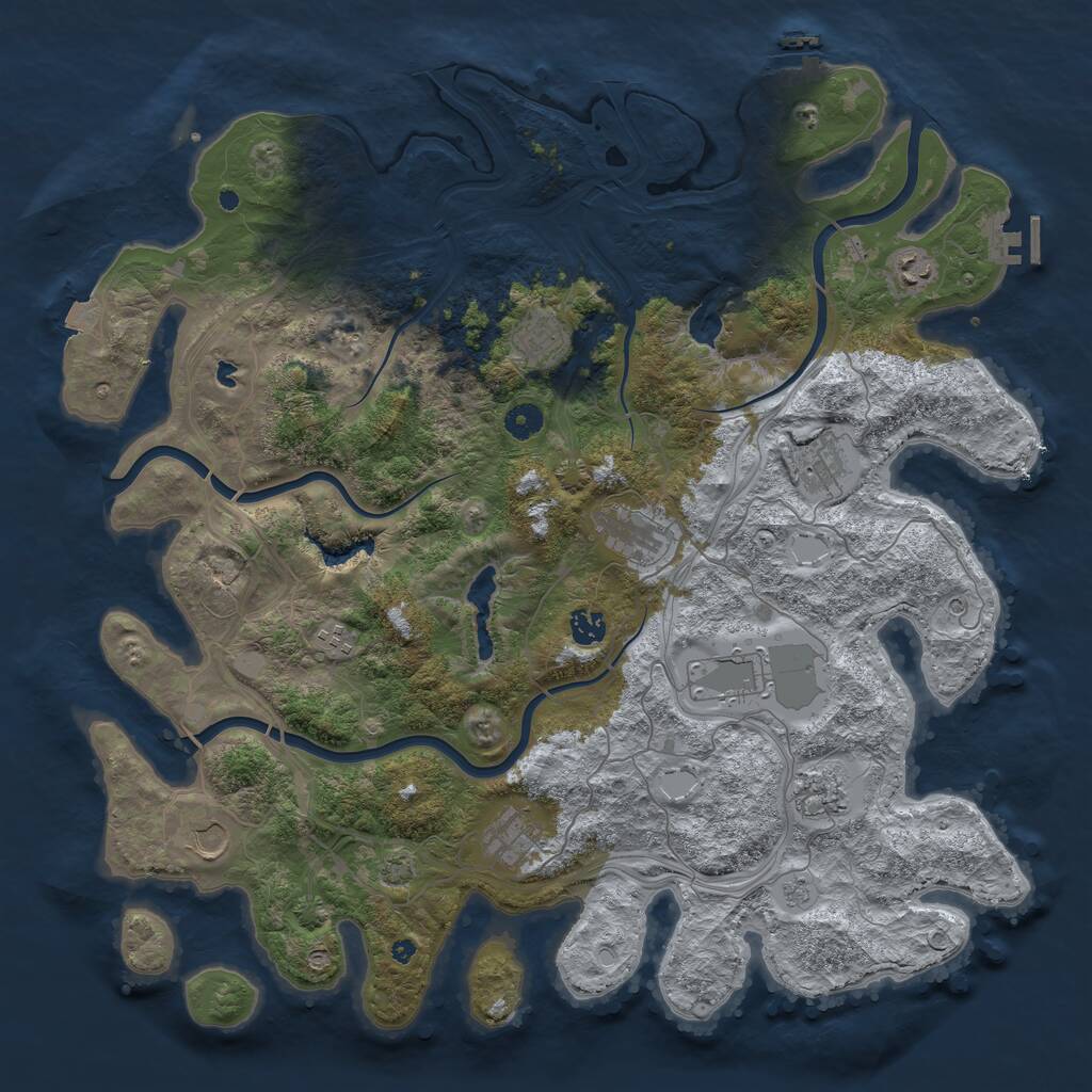 Rust Map: Procedural Map, Size: 4500, Seed: 199921615, 16 Monuments