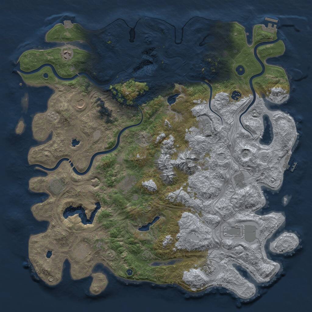Rust Map: Procedural Map, Size: 5000, Seed: 767676, 17 Monuments
