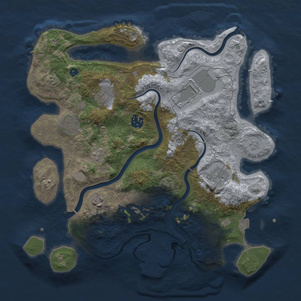 Rust Map: Procedural Map, Size: 3500, Seed: 701982648, 13 Monuments