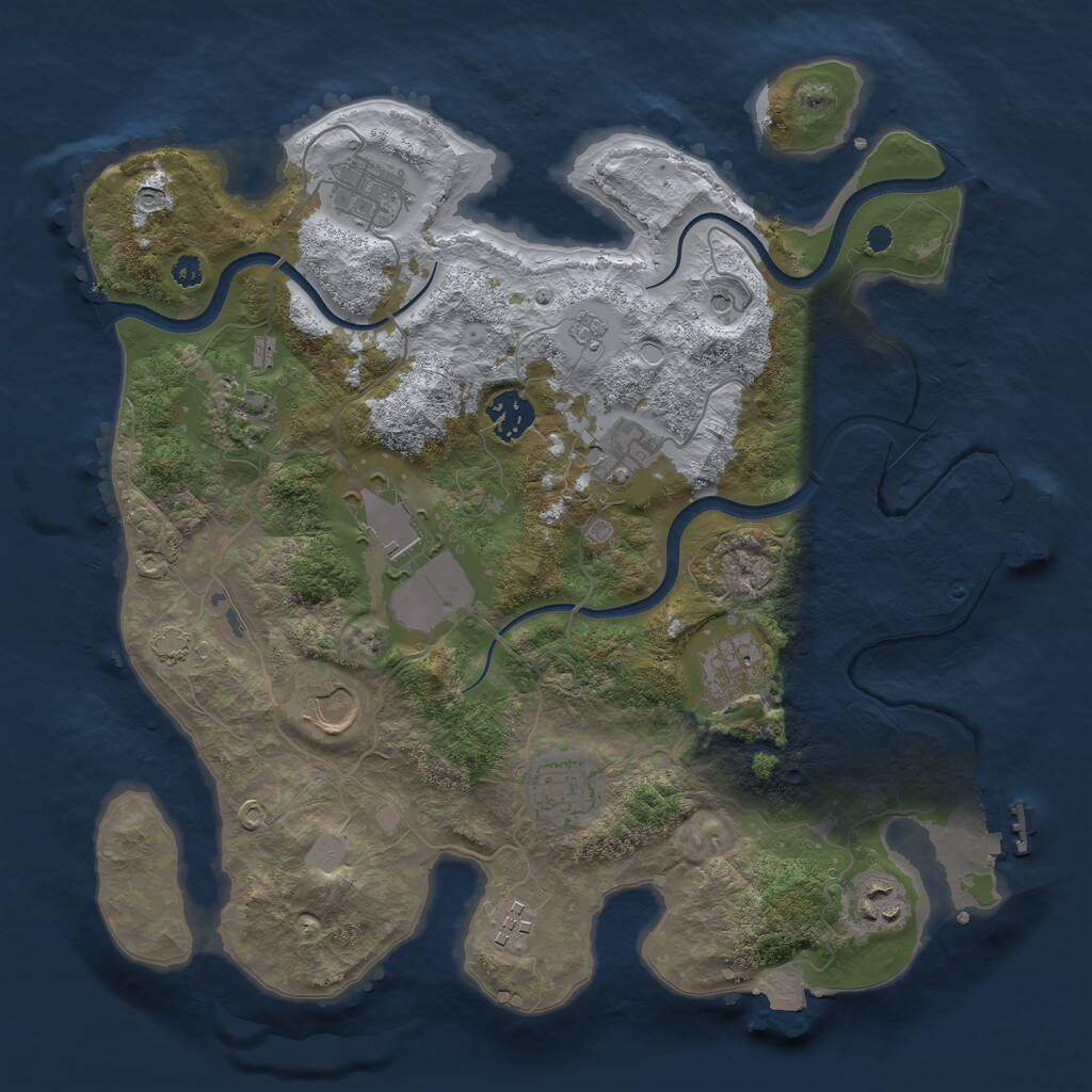 Rust Map: Procedural Map, Size: 3500, Seed: 282615634, 16 Monuments