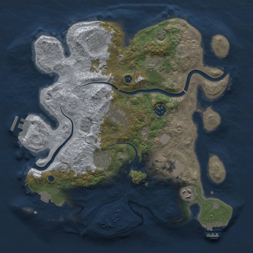Rust Map: Procedural Map, Size: 3300, Seed: 1391133050, 14 Monuments
