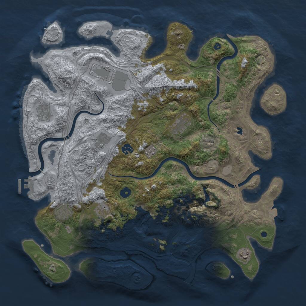 Rust Map: Procedural Map, Size: 4250, Seed: 1855781928, 14 Monuments