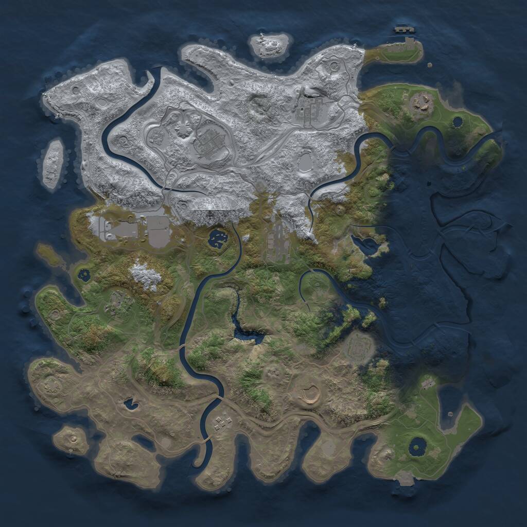 Rust Map: Procedural Map, Size: 4250, Seed: 722070686, 16 Monuments