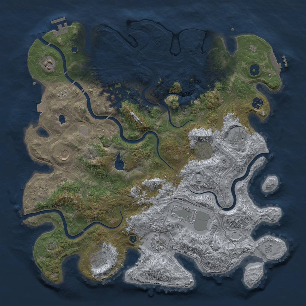 Rust Map: Procedural Map, Size: 4250, Seed: 107208459, 16 Monuments