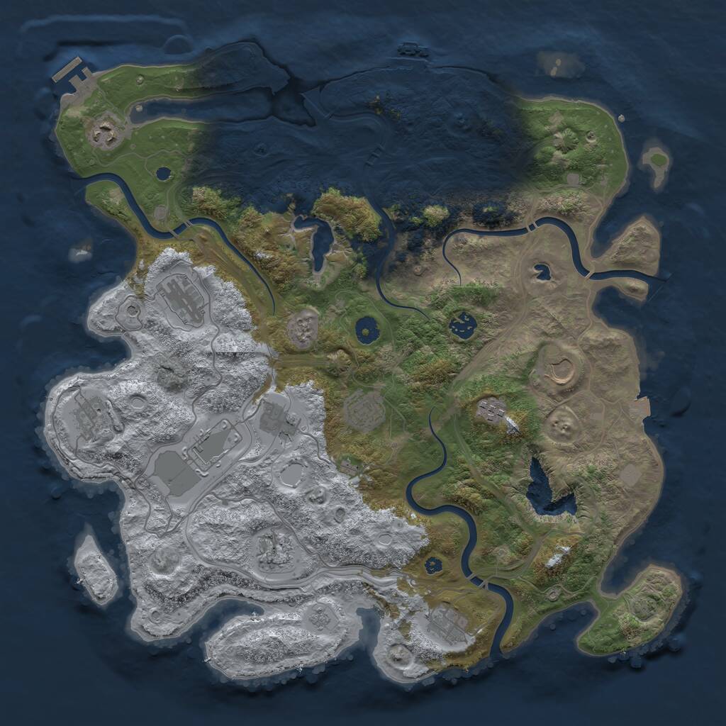Rust Map: Procedural Map, Size: 4250, Seed: 968193570, 17 Monuments