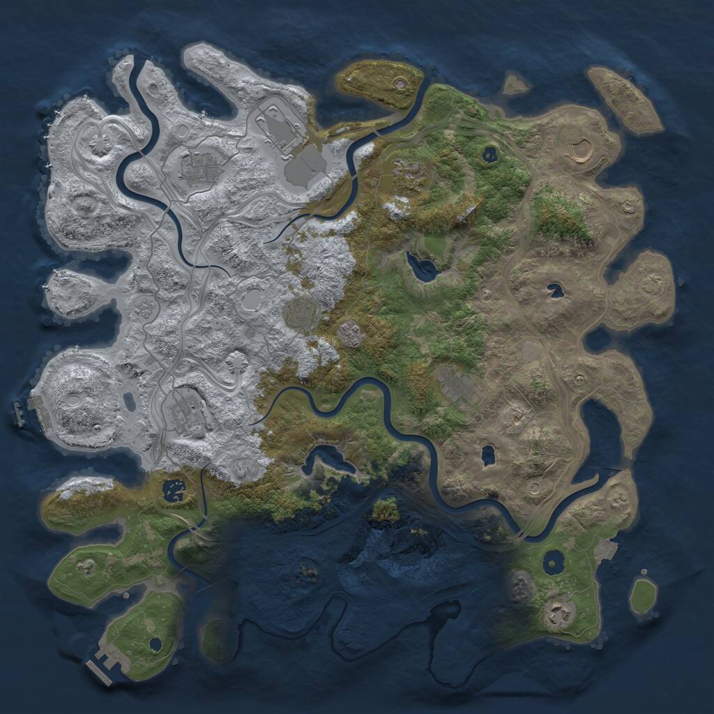 Rust Map: Procedural Map, Size: 4500, Seed: 201031226, 16 Monuments