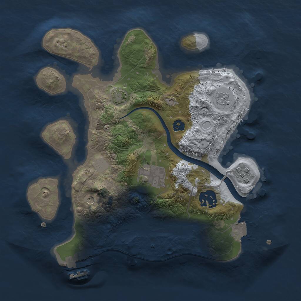Rust Map: Procedural Map, Size: 2500, Seed: 69548486, 8 Monuments
