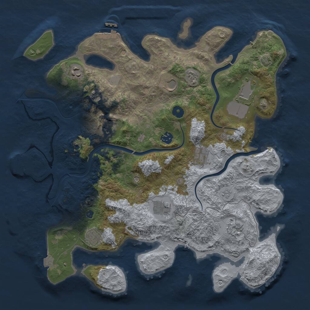 Rust Map: Procedural Map, Size: 3999, Seed: 3553367, 16 Monuments