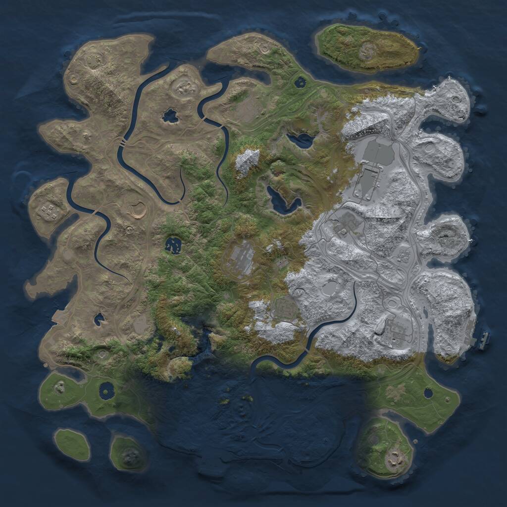 Rust Map: Procedural Map, Size: 4500, Seed: 19419605, 16 Monuments