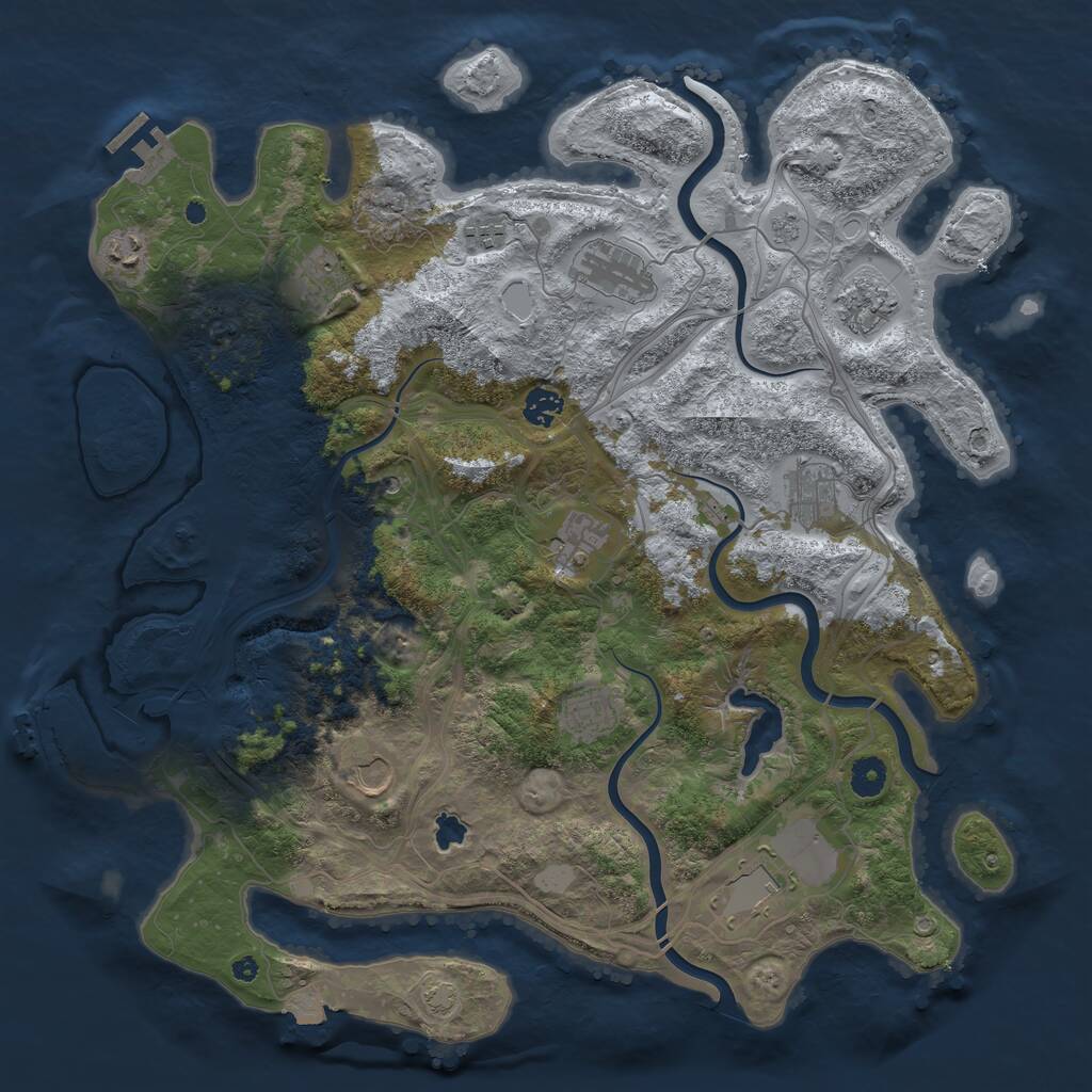 Rust Map: Procedural Map, Size: 4250, Seed: 1369359383, 17 Monuments