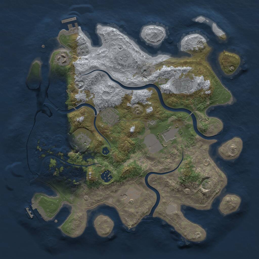 Rust Map: Procedural Map, Size: 3500, Seed: 208565100, 14 Monuments