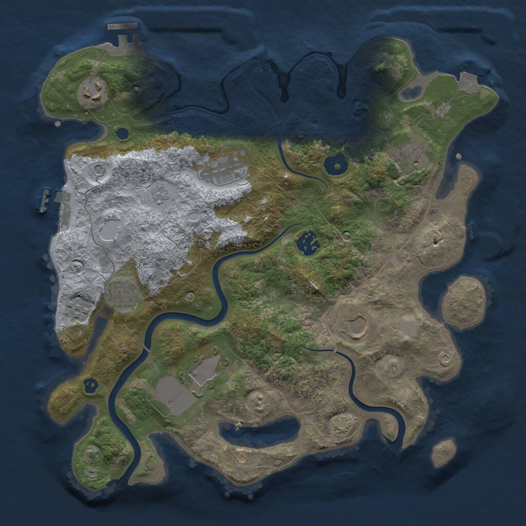 Rust Map: Procedural Map, Size: 3500, Seed: 277668275, 14 Monuments