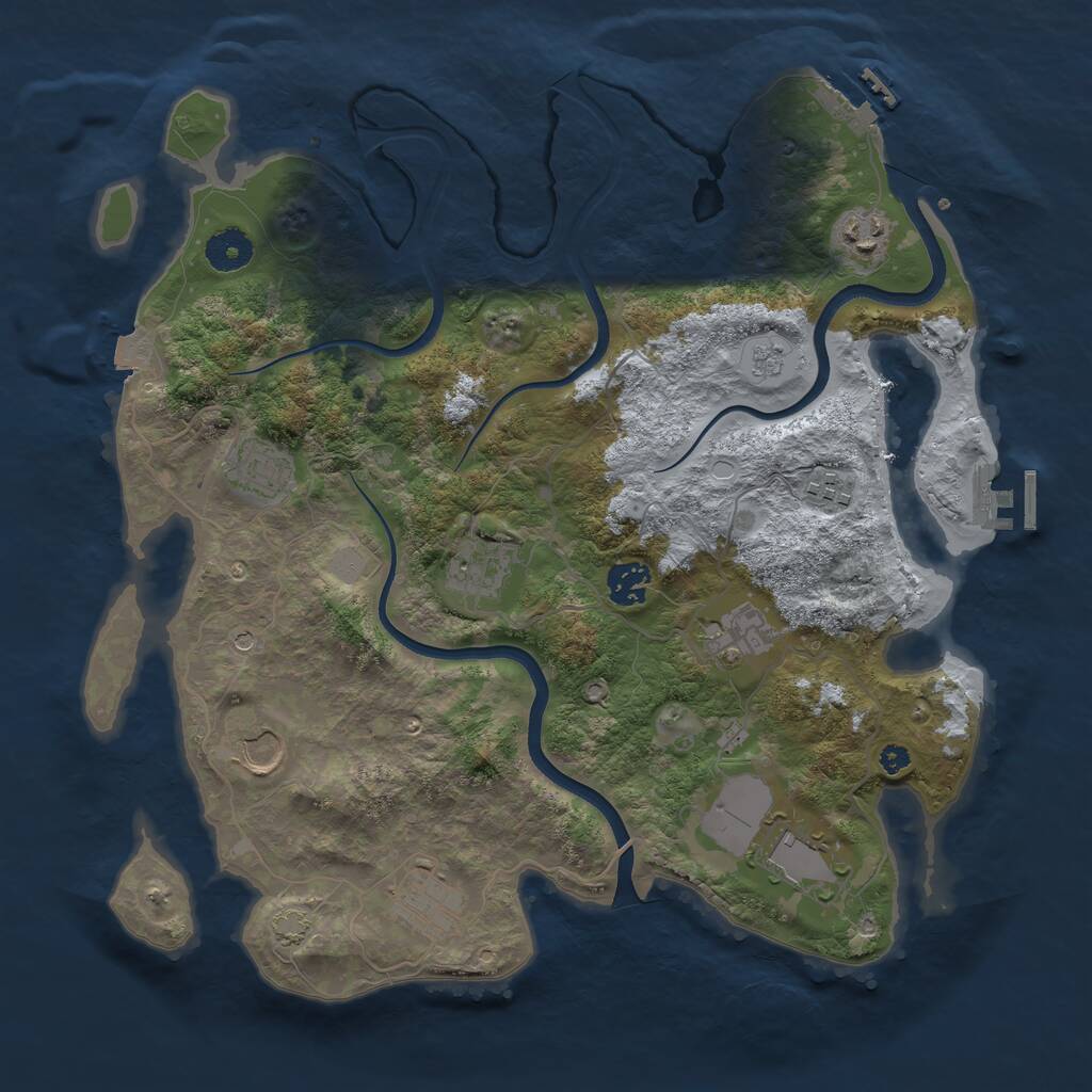 Rust Map: Procedural Map, Size: 3700, Seed: 585685937, 15 Monuments