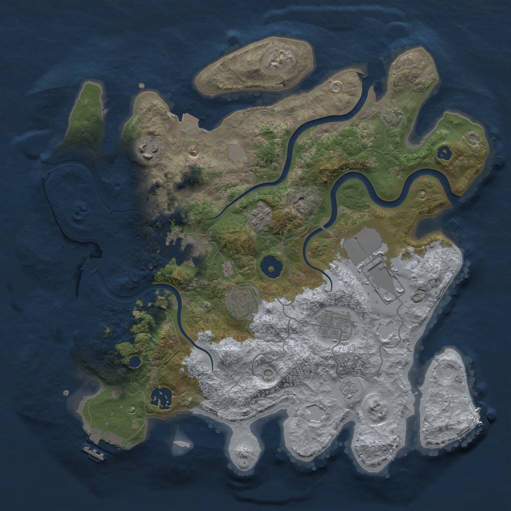 Rust Map: Procedural Map, Size: 3500, Seed: 1944398558, 13 Monuments