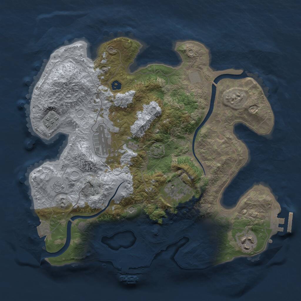 Rust Map: Procedural Map, Size: 3000, Seed: 73400563, 10 Monuments