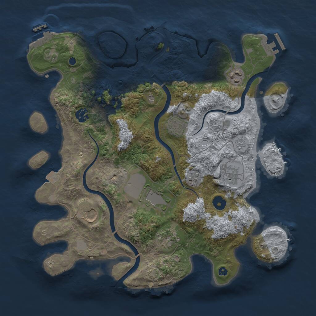 Rust Map: Procedural Map, Size: 3500, Seed: 425872, 14 Monuments