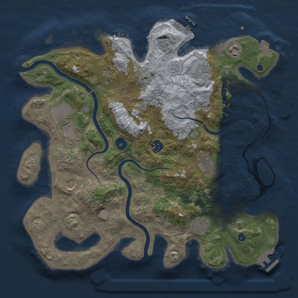 Rust Map: Procedural Map, Size: 3750, Seed: 2107305550, 15 Monuments