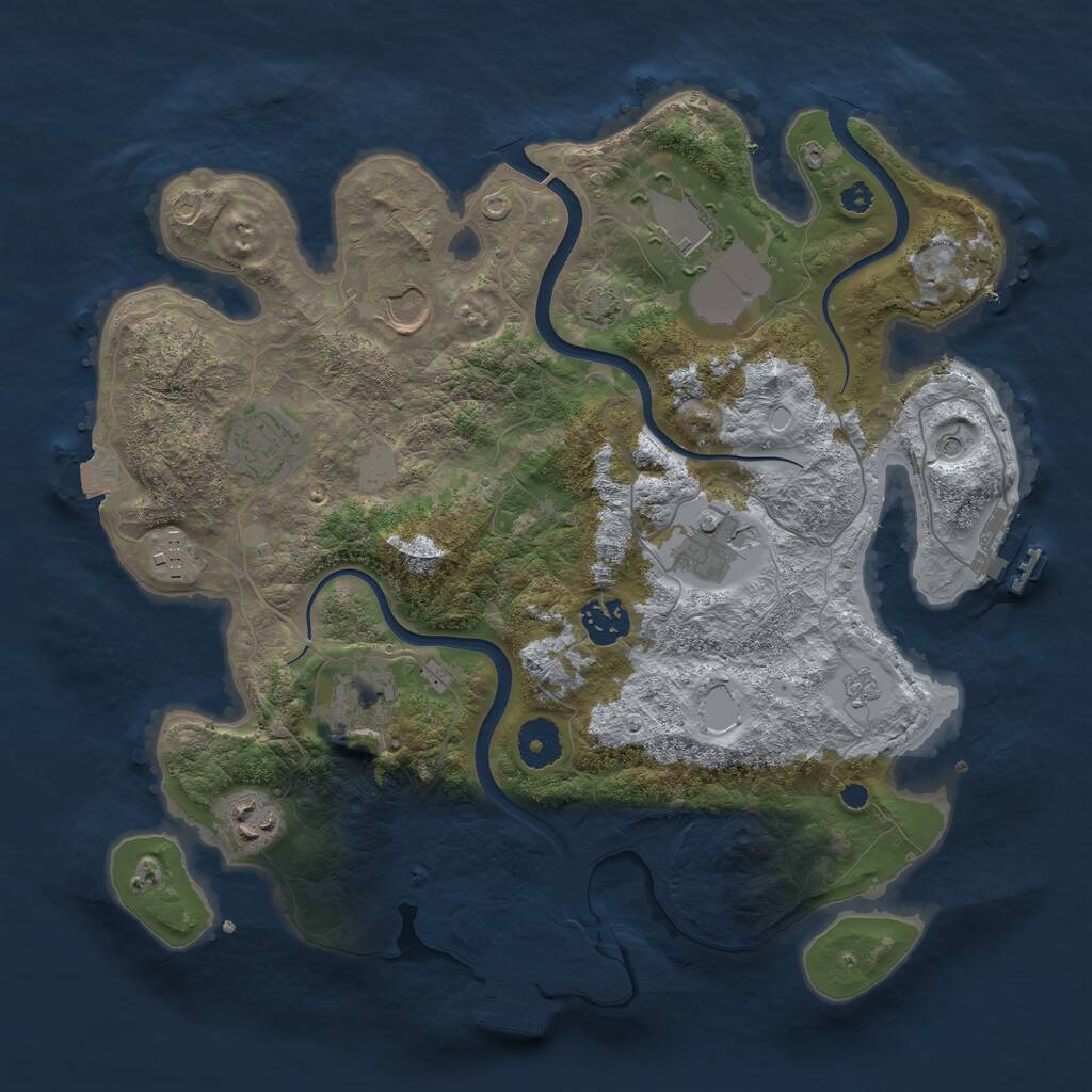 Rust Map: Procedural Map, Size: 3500, Seed: 1005933228, 14 Monuments
