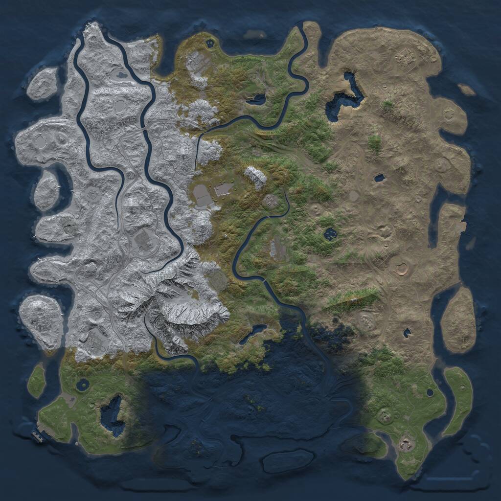 Rust Map: Procedural Map, Size: 6000, Seed: 61075009, 17 Monuments
