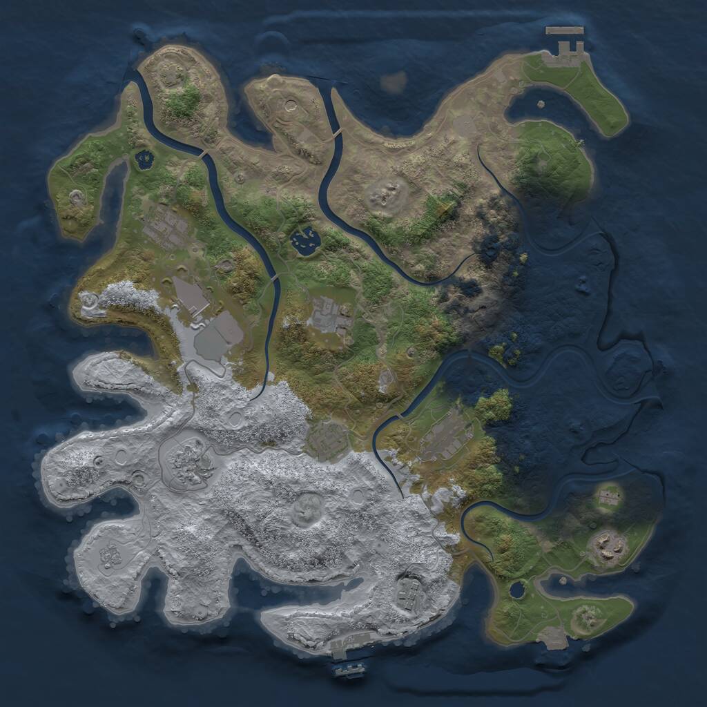 Rust Map: Procedural Map, Size: 3750, Seed: 1345731793, 15 Monuments