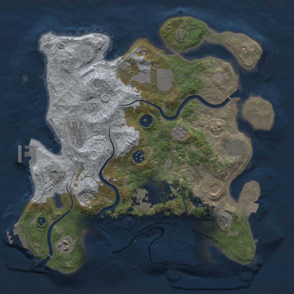 Rust Map: Procedural Map, Size: 3500, Seed: 16322500, 14 Monuments